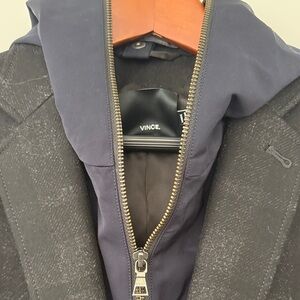 Unworn - Vince Dark Patterned Blazer with Navy Hoodie Like New.